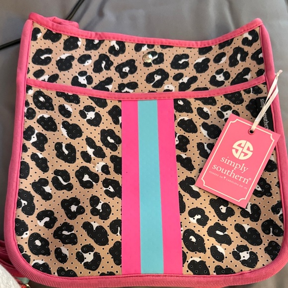 Simply Southern Pink and Teal Leopard Crossbody - Picture 1 of 6
